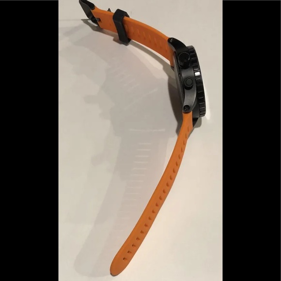 Watch Band 25mm Orange Black Silicone Rubber Replacement for Nixon 51-30 Garmin - Picture 4 of 10